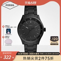 FOSSIL Fossil春季新款复古简约黑色表盘不锈钢表带石英男士腕表FS5531