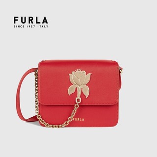 FURLA 芙拉 TUBEROSA系列  女士迷你号大红色玉兰花单肩斜挎包