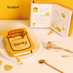 kinbor 手账本笔记本子A6记事本创意文具套装礼盒5件套手帐本-蜂蜜Honey DTB6583