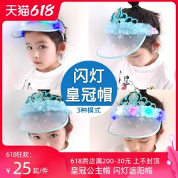 儿童帽子女童帽夏季遮阳帽空顶小孩薄款皇冠公主帽大檐防晒太阳帽
