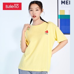 Baleno 班尼路 2021春夏新款新疆棉印花圆领短袖t恤女潮宽松休闲体恤上衣