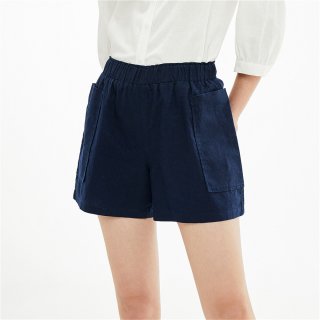 giordano/佐丹奴 42021110 女款棉麻薄款休闲短裤