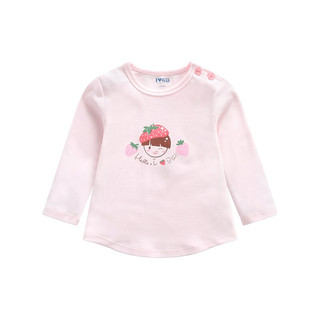 拉比旗下下一代春秋新款男女童婴儿宝宝棉内衣家居太空圆领衣上衣 甜心草莓肩开衣(粉红色） 100cm