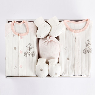 亿婴儿 婴儿礼盒衣服套装夏季新生儿衣服初生婴幼儿母婴用品女宝宝满月百天礼物17件套3112 粉色