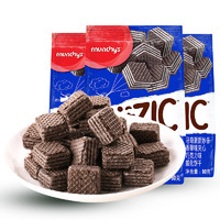 munchy's 马奇新新 夹心巧克力威化饼干 香草味 90g*3袋
