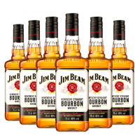 JIM BEAM 金宾 波本（Jim Beam） 调配型威士忌白占边 美国原装进口洋酒 金宾波本威士忌750ml*6