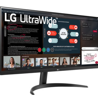 LG 乐金 34WP500-B 34英寸 IPS FreeSync 显示器（2560×1080、75Hz、HDR10）