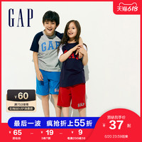 Gap 盖璞 男女童LOGO撞色纯棉短袖T恤701149夏季2021新款童装运动上衣