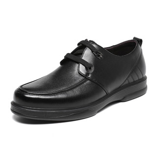【新品】时尚休闲单鞋舒适真皮系带皮鞋男士休闲鞋男鞋 42 黑色