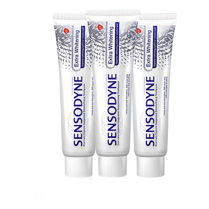 SENSODYNE 舒适达 美白 抗敏感 亮白牙齿 牙膏4支装335g（100g×3+旅行装35g×1）