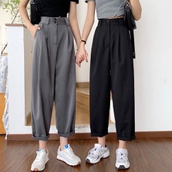 胖妹妹夏装新款2021大码女装休闲西装裤直筒阔腿女裤子宽松显瘦潮