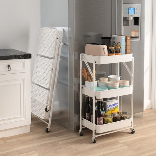 四季沐歌micoe厨房置物架免安装折叠架落地移动收纳架多功能小推车