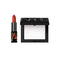 NARS 纳斯 克劳黛限定系列彩妆套装 (敢耀唇膏#MARLENE暖柿砖红色4.2g+流光美肌轻透蜜粉饼10g)