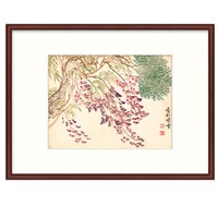 橙舍 恽寿平 姹紫嫣红《香林紫雪图》 装裱45x60cm 宣纸 雅致红褐