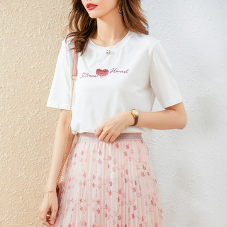 苏醒的乐园 女士T恤半身裙套装 SXTZT2101825 粉色 XL