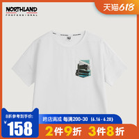 NORTHLAND 诺诗兰 宽松短袖T恤女士2021春夏新款廓形印花潮流宽版NTSBN2301S