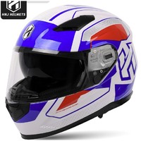 HNJ HS129 摩托车头盔 蓝红极速