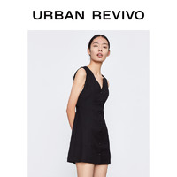 URBAN REVIVO UR2021夏季新品女装收腰系带无袖小黑裙宝藏连衣裙YU09R7BN2000