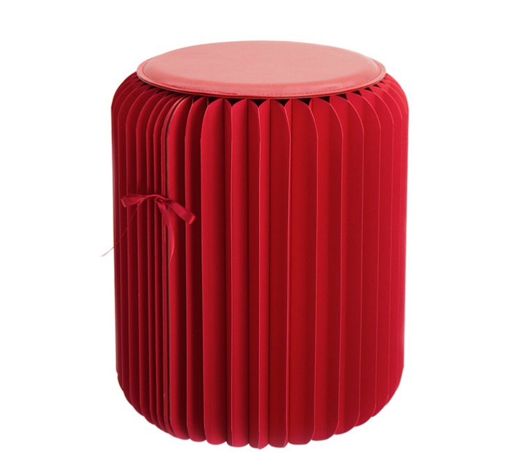 十八纸圆凳家用折叠小凳子板凳创意网红ins换鞋矮坐凳多功能便携 42cm高红色凳