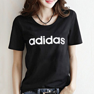 adidas NEO W CE LINR TEE 1 女子运动T恤 GP7138 黑色 XS