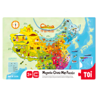 TOI 图益 木质磁性中国拼图 地图世界儿童益智玩具3-8岁+女孩男孩画板生日六一礼物