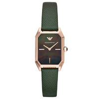 EMPORIO ARMANI 阿玛尼 EmporioArmani)手表时尚方盘摩登休闲石英女表 精致小绿表