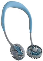 SPICE 便携式电风扇 W FAN 冰蓝色 便携 挂脖式 USB充电 风量3级调节 角度调节 5片 已通过测试 DF30SS01-MT