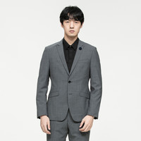 利郎休闲时尚含羊毛男式修身毛料西服套装 L 中灰