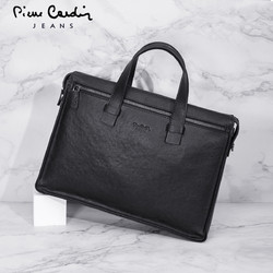 pierre cardin 皮尔·卡丹 皮尔卡丹男包手提包真皮商务简约青年大容量软皮电脑包公文包男