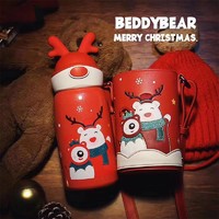 BeddyBear 杯具熊 韩国杯具熊圣诞款儿童保温杯带吸管两用水壶男女学生防摔便携水杯