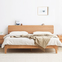 原始原素 全实木床1.0米1.5米橡木双人床北欧现代简约舒适双人床