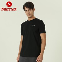 Marmot 土拨鼠 2021新款夏季户外质感棉料休闲透气百搭男棉短袖T恤