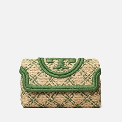 Tory Burch Women's Fleming Soft Straw Clutch - Natural/Arugula