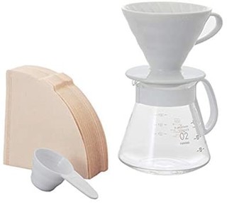 HARIO V60陶瓷咖啡滴漏 02 套装 1-4杯用 白色 日本制造 XVDD-3012W