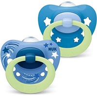 NUK Signature Night 安抚奶嘴  不含BPA硅胶 | 蓝色星星 | 2 件