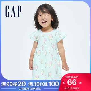 Gap女幼童蝴蝶袖连衣裙685565夏季2021新款童装纯棉可爱公主裙