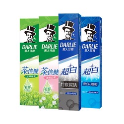 DARLIE 黑人 牙膏 超白茶家庭家用套装茶倍健190g*4支