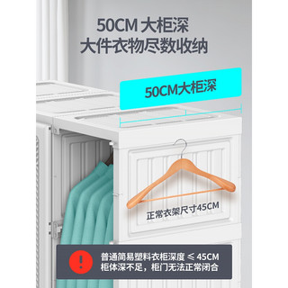 蚂蚁盒子衣柜现代简约出租房家用钢管加粗加厚组装塑料简易布衣柜 15格11门2挂 890L