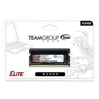 Team 十铨 Elite系列 DDR4 2400MHz 笔记本内存 黑色 8GB TED48G2400C16-SBK