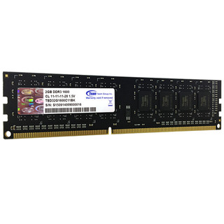 Team 十铨 Elite系列 DDR3 1600MHz 台式机内存 黑色 2GB TED32G1600C11BK