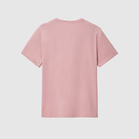【含新疆棉】2021夏季新款情侣时尚刺绣圆领纯色舒适透气短袖T恤 2XL 粉红A5