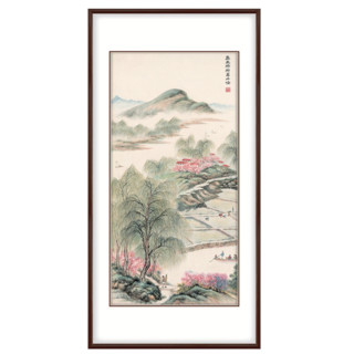 弘舍 贝聿玿国画作品《春风杨柳万千条》 成品尺寸90x45cm 宣纸 典雅紅褐