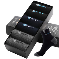 Langsha 浪莎 男士中筒棉袜套装 6双装(黑*2+藏青*2+深灰*2)