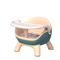 奔麦  多功能儿童椅 象牙黄 发声PVC垫+餐盘+透明餐盘款