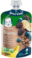 Gerber 嘉宝 Organic 2nd Foods 婴儿辅食，香蕉，蓝莓和黑莓燕麦粥，3.5盎司袋装，99克，12袋