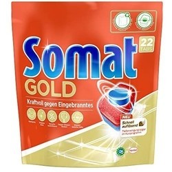 Somat 12 Gold 活性多效洗碗机用洗涤块 强力对抗焦化物/光泽餐具，年度装/176 (8 x 22)块
