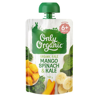Only Organic onlyorganic芒果菠菜羽衣甘蓝果泥宝宝婴儿有机辅食新西兰进口（6+月龄适用）120g