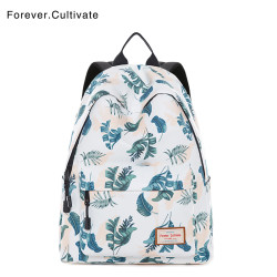 Forever cultivate 印花双肩包女韩版学院风小清新书包中学生背包