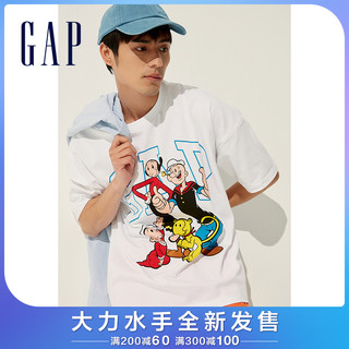 Gap男女同款纯棉印花T恤752106夏季2021新款 175/88A(XS) 灰色