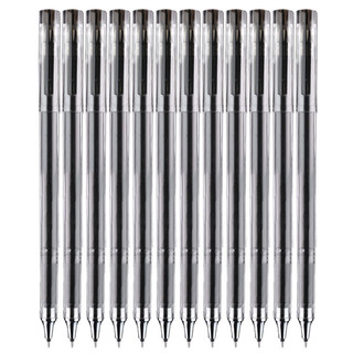 M&G 晨光 文具0.5mm黑色中性笔 全针管签字笔 本味系列水笔 12支/盒AGPB7101